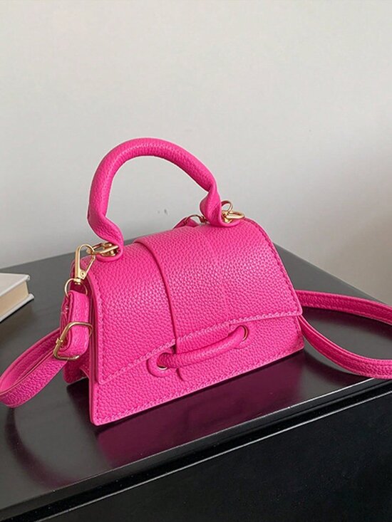 Handbags - Hot Pink Checkered Women's Crossbody Bag with Adjustable Strap